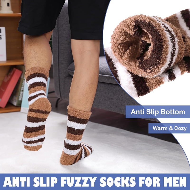 LINEMIN Mens Fuzzy Socks Cozy Fluffy Winter Warm Slipper Socks Microfiber Soft Home Sleeping Socks 5/6 Pairs - Image 5